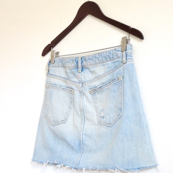 Free People Distressed Denim Mini Skirt Ripped - Picture 5 of 11